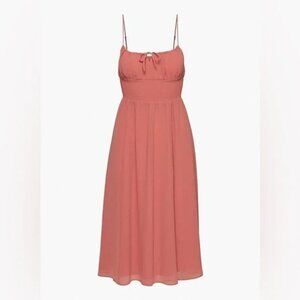 Aritzia Wilfred Genoa Midi Chiffon Dress Warm Sienna Red Size XS
